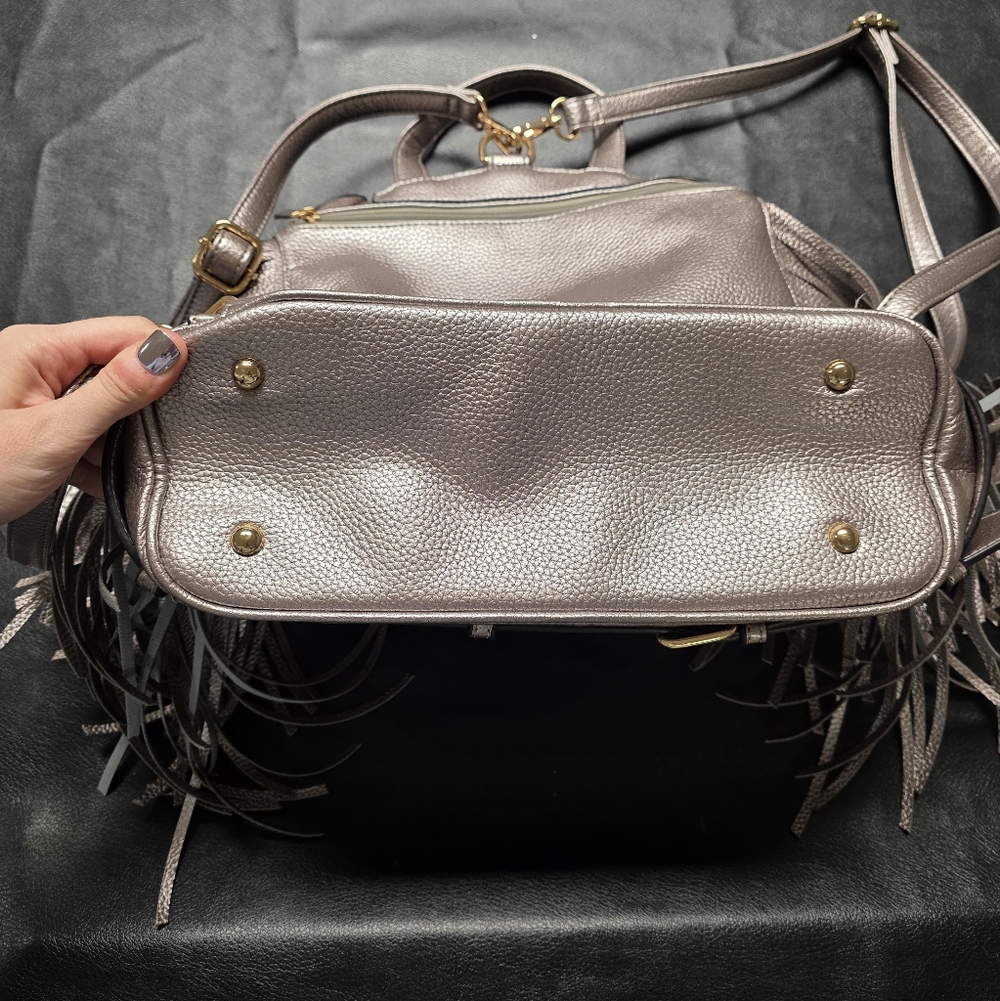 Metallic Fringe Moto Jacket Mini Backpack - Picture 6 of 9
